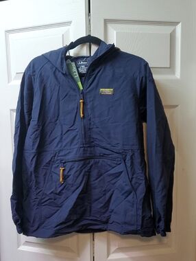 L.L. Bean Mountain Classic Anorak  Navy Hooded Pullover Windbreaker Womans S NWT
